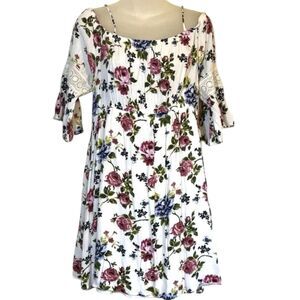 Love Delirious Maternity XL Floral Dress Cold Shoulder Boho Cottagecore Spring